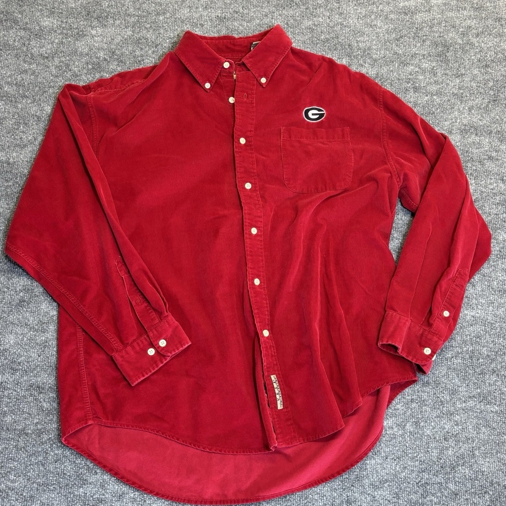 Vesi Sportswear UGA Georgia Bulldogs Logo Button Down Shirt Men's XLarge Red